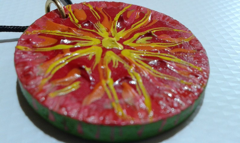 One and only necklace Dangerous fruit,Original painting on wood,acrylic paint,extremely special jewelry,Painting pendant necklace,gift idea