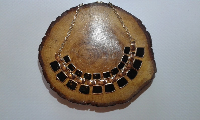 Gift for her,Black and gold necklace Total black Gold bib statement elegant new fashion necklace Black Bib Collar Statement short Necklace