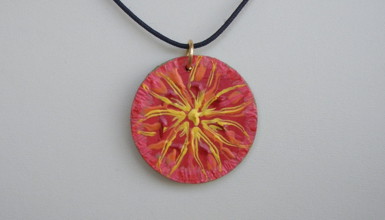 One and only necklace Dangerous fruit,Original painting on wood,acrylic paint,extremely special jewelry,Painting pendant necklace,gift idea