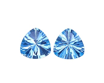 Natural Sky Blue Topaz 7.635 Ct Lot, 2 Trillion Cut Loose Gemstones, Brazilian Heated Irradiated Topaz for Jewelry