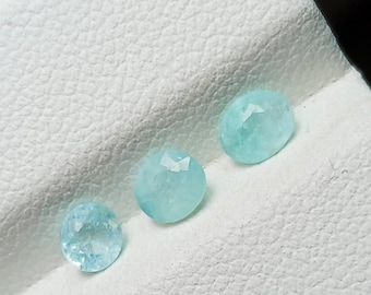 Tourmaline Paraiba bleu-vert naturelle : 1,34 carat, ovale, lot de 3, Mozambique - Pour la joaillerie