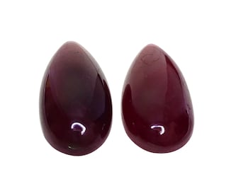 Natural Red Ruby Gemstone: 43.15 Cts Pear Cabochon 2Pcs Mozambique For Jewelry Making