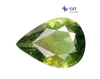 GIT CERTIFIED NATURAL SAPPHIRE_1.45Cts & 8.82 x 6.51 x 3.28 mm _ Yellowish Green Natural Sapphire Pear Shape Loose Gemstones / Sapphire ring