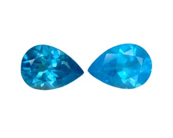 NATURAL APATITE GEMSTONES _ 10.15 Cts & 14.1x10.0x6.4 mm _ Blue Natural Apatite Pear Shape 2Pcs Loose Gemstones / Apatite Ring / Jewelry