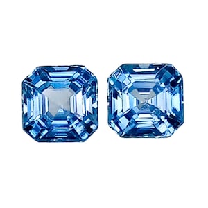 Blue Zircon Gemstone: 2.260 ct Square Shape 2Pcs, Cambodia
