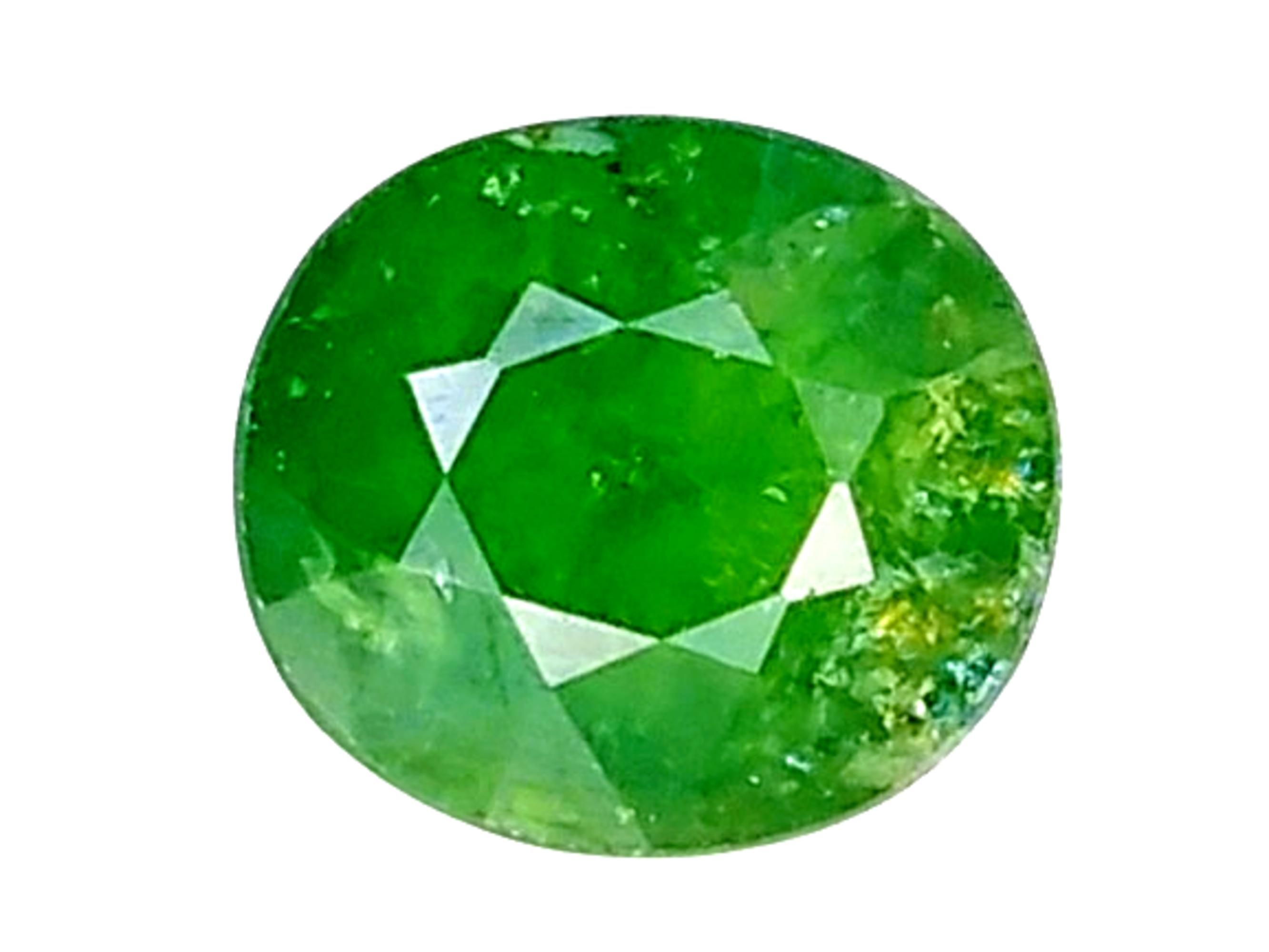 Pierre Tsavorite (grenat Vert) Naturelle - 8 Carats Ovale - Certifiée GGL - Neuf Sans Emballage