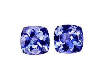 Natural Blue Tanzanite Gemstone : 1.49 Cts Cushion Cut 2Pcs - For Earring