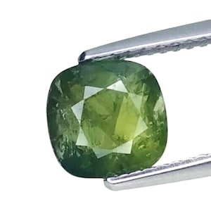 NATURAL GREEN SAPPHIRE_ 1.90Cts & 7.3x7.2x3.5 mm _ Sapphire Gemstone / Natural Green Sapphire Cushion Shape Loose Gemstones / Ring / Jewelry