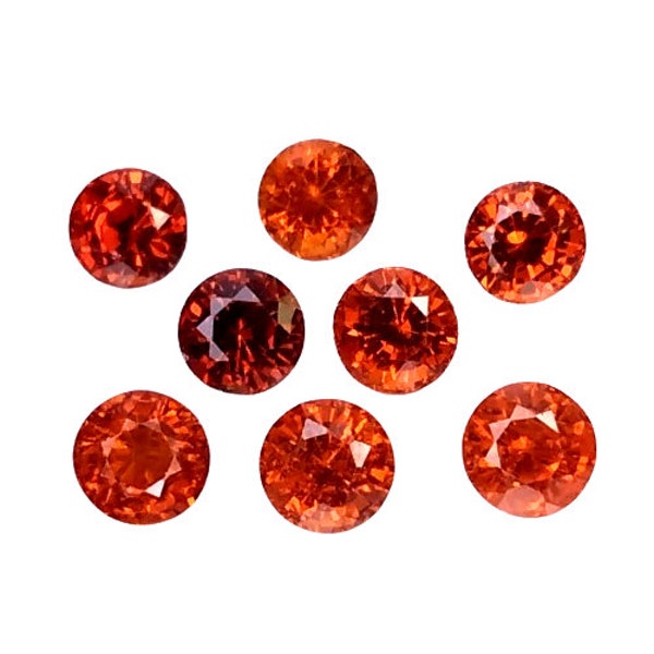 5.95 CTS Orange red natural spessartite garnet round shape 8pcs loose gemstones "see video"