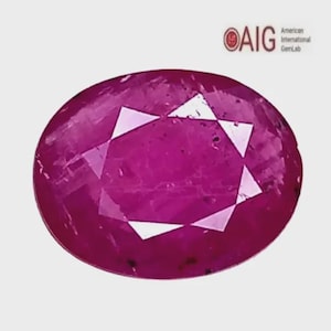 AIG Certified Natural Pinkish Red Ruby Gemstone : 1.58 Cts Oval Loose Gemstone