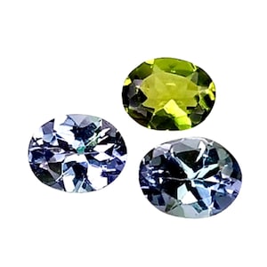 Blue Green Tanzanite Gemstones: 1.03 ct Oval Cut, 3 Pcs