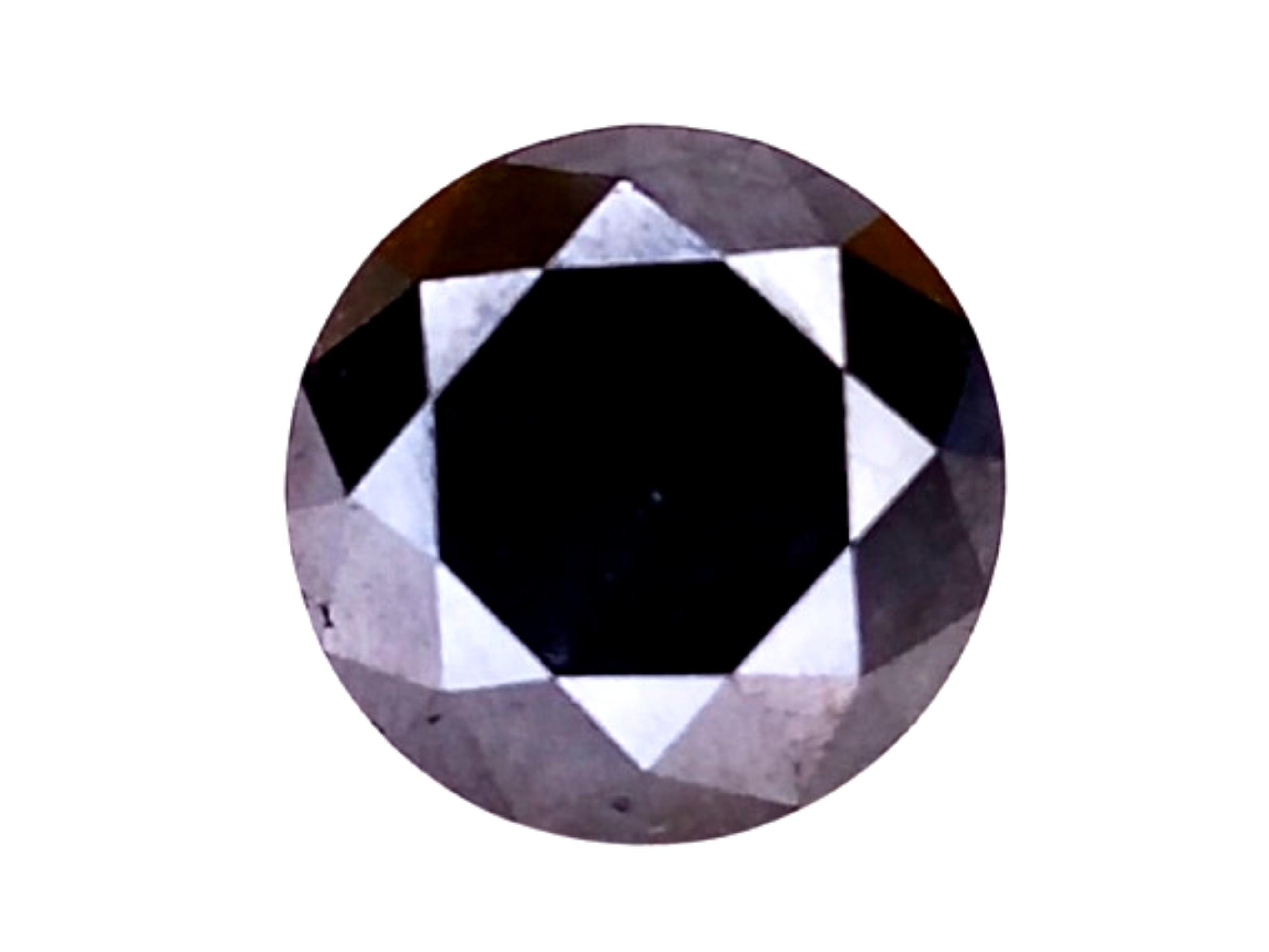 2.25 CTS & 7.9x7.8x5.3 mm Midnight Dark Black Diamond Runde Form Super Rare Stein / Diamantring / Diamantschmuck / Schwarzer Diamant