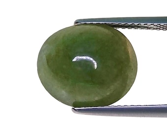 Natural Green Jade Gemstone: 9.240 Cts Oval Cabochon From Burma Loose Stone