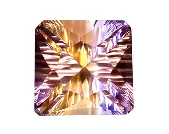 Natural Bi-Color Ametrine Gemstone: 13.225 Ct Square Cut For Jewelry Making