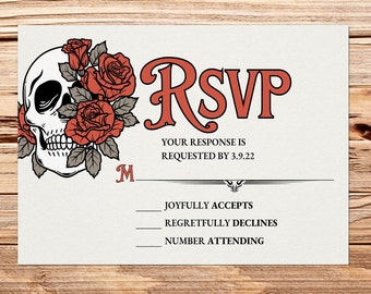 Gothic, Skeleton, Wedding RSVP, Skull, Halloween, Template, Editable, Printable, Instant Download, DIY, Till Death, Canva, Witchy, Goth