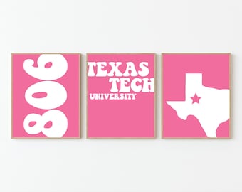 Impressões de arte de parede com tema de tecnologia do Texas, decoração de Lubbock, TX (pacote com 3 8x10), arquivos digitais