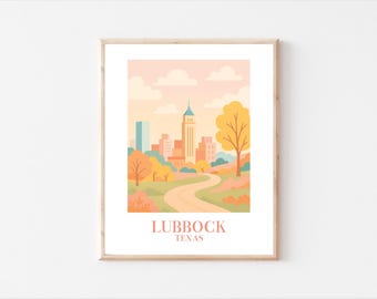 Impressão de arte de parede temática de Lubbock, Texas, decoração de tecnologia do Texas (8x10), arquivo digital