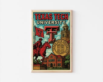 Impressão de arte de parede com tema de tecnologia do Texas, decoração de Lubbock, TX (pôster 11x17), arquivo digital
