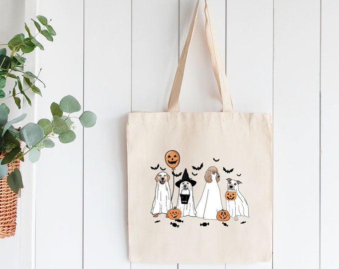 Cute Trick or Treat Halloween Tote Bag  - Kids Halloween Treat Bag - Perfect for Storing Halloween Candy