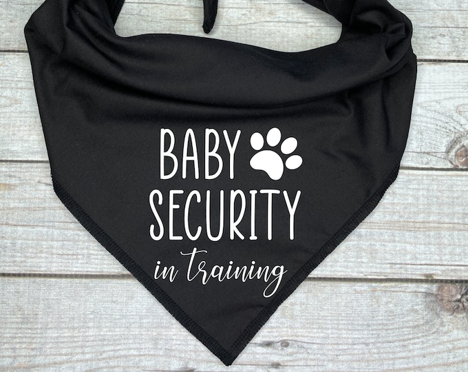 Baby Security in Training Dog Bandana, Birth Announcement Dog Bandana