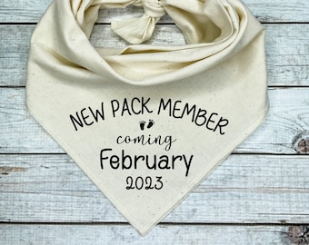 New Pack Member Coming with Custom Date Dog Bandana,  Pregnancy Announcement