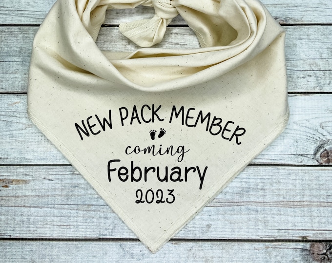 New Pack Member Coming with Custom Date Dog Bandana,  Pregnancy Announcement
