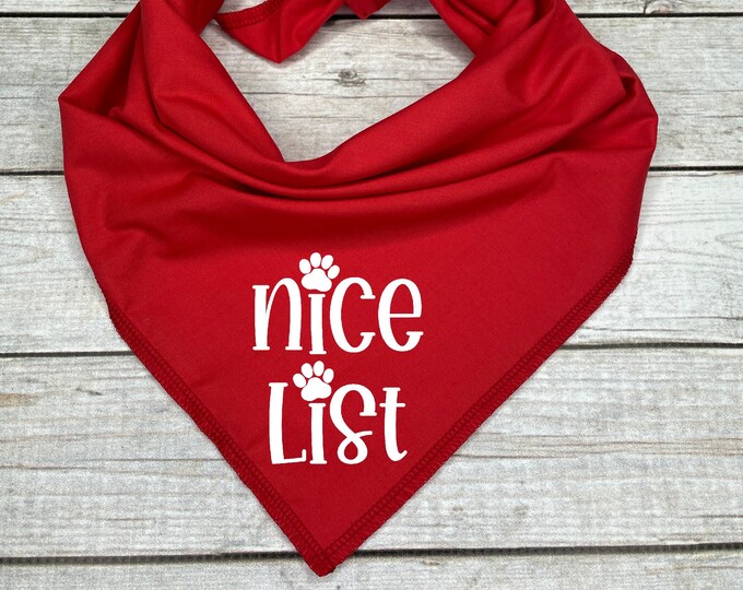 Nice List Christmas Dog Bandana
