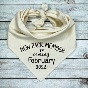 New Pack Member Coming with Custom Date Dog Bandana,  Pregnancy Announcement