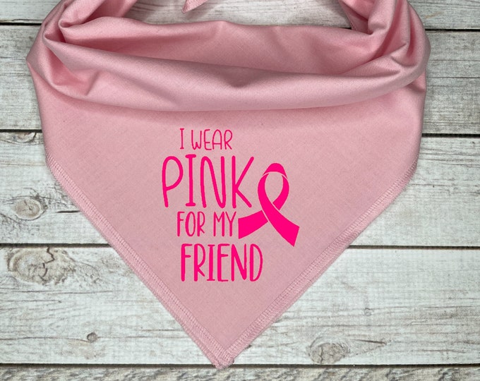 Breast Cancer Awareness Dog Bandana, Pink Bandana with Hot Pink Writing