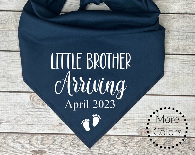 Little Brother Arriving Dog Bandana,  Pregnancy Announcement