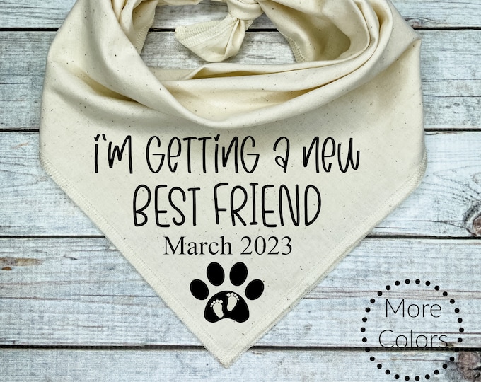 I'm Getting a New Best Friend with custom date... Personalized  Dog Bandana