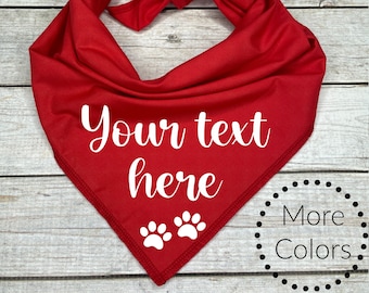 Personalized Dog Bandana with paws, Tie On Bandana with your text