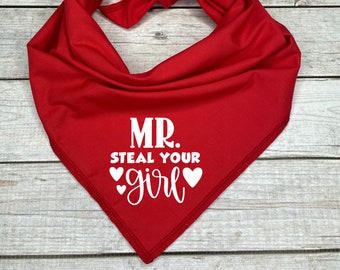 Red Valentines Day Dog Bandana with multiple Valentines Messages