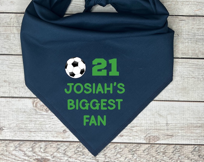 Personalized Game Day Dog Gear for Soccer Families, Biggest Fan of Favorite Player, Matching Jersey Number and Team Colors