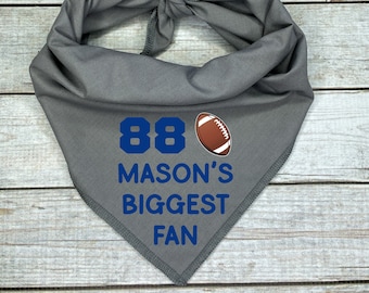 Dog Bandana with Your Child's Name, Jersey Number, and Football Print