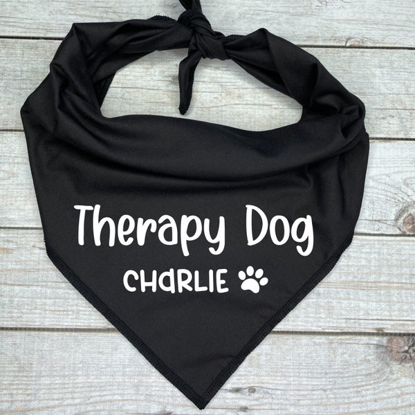 Therapy Dog  with Personalized Name Dog Bandana