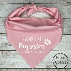 Promoted  to  Big Sister with custom date Dog Bandana, Pregnancy Announcement