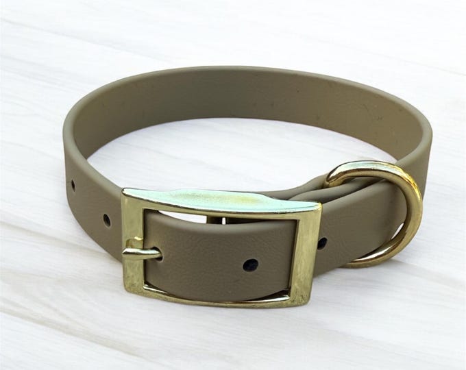 Tan BioThane® Dog Collar 1"  – Waterproof, Odor-Resistant, Easy Clean