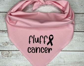 Fluff Cancer Dog Bandana: Breast Cancer Awareness Cotton