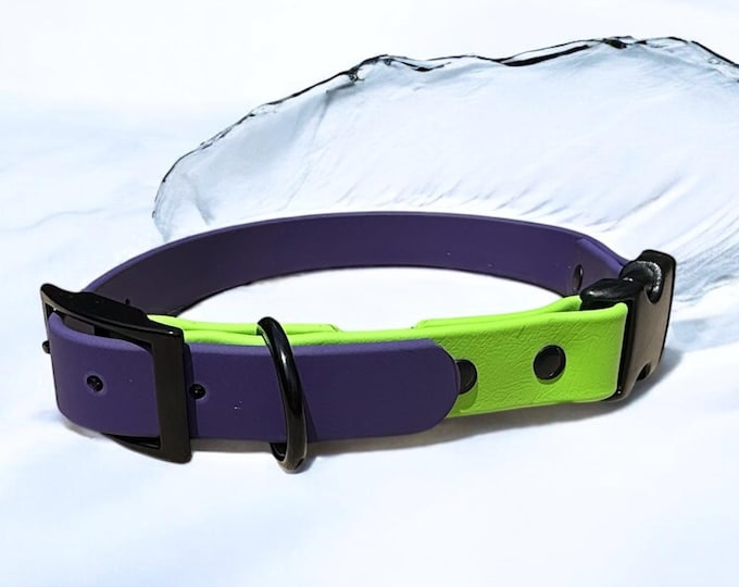 Custom Two-Tone BioThane® Dog Collar | 1" Quick Release Adjustable | Waterproof, Odor-Proof, Durable Pet Collar | Pick Your Colors