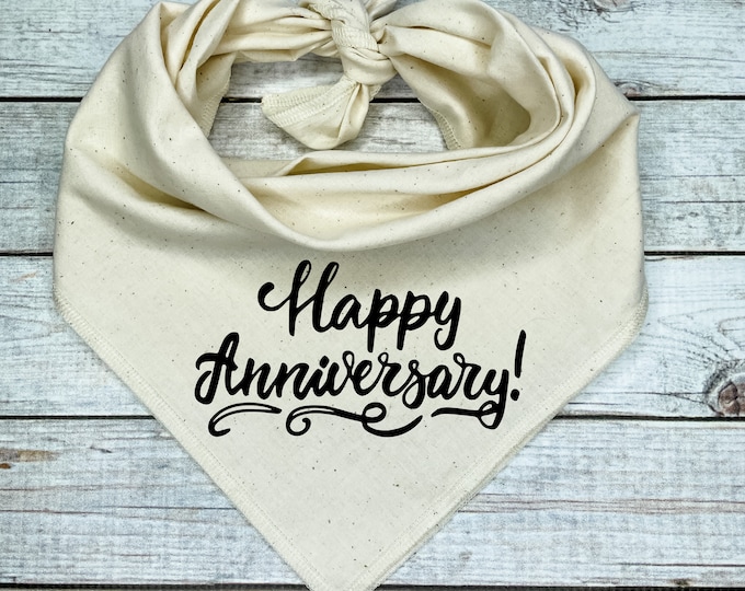 Happy Anniversary Dog Bandana, Custom Font and Text