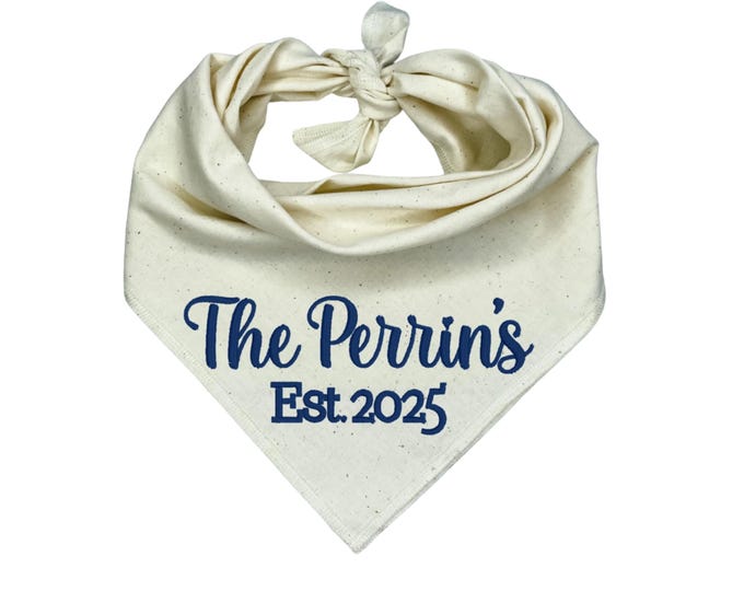 Custom Embroidered  Wedding Dog Bandana, Engagement Gifts For Dog Lovers