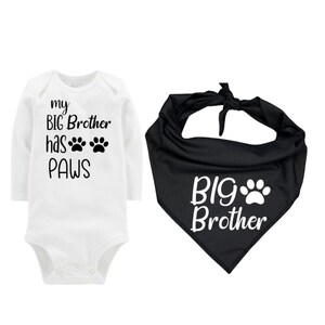 Big Brother Dog Bandana with Matching Bodysuit, Black Bandana