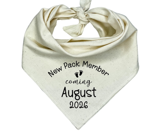 New Pack Member Coming with Custom Date Dog Bandana,  Pregnancy Announcement