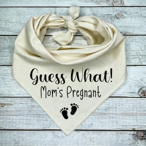Mom&#39;s Pregnant Announcement Dog Bandana: Baby Feet Reveal