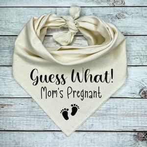 Guess What! Mom’s Pregnant announcement Dog Bandana with baby feet , baby announcement