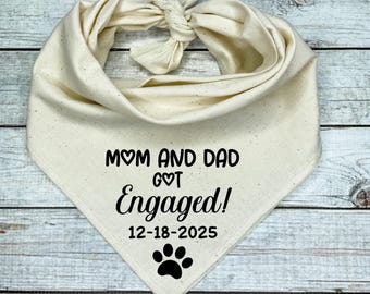 Custom Engagement Dog Bandana: "Mom & Dad Got Engaged!" Photo Prop