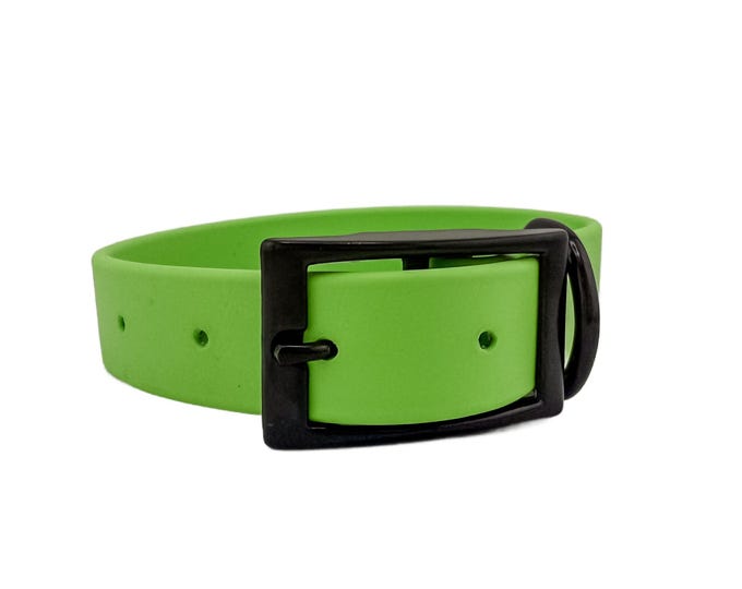 Green Waterproof BioThane® Dog Collar 1" – Durable, Odor-Free, Easy Clean Outdoor Pet Gear