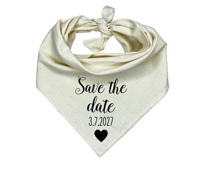 Save the Date Dog Bandana: Kona Cotton Wedding Announcement