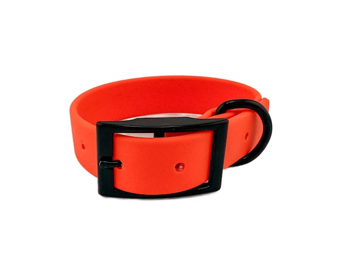 Vivid Orange Waterproof BioThane® Dog Collar 1" – Durable, Odor-Proof, Easy Clean, Outdoor Pet Gear